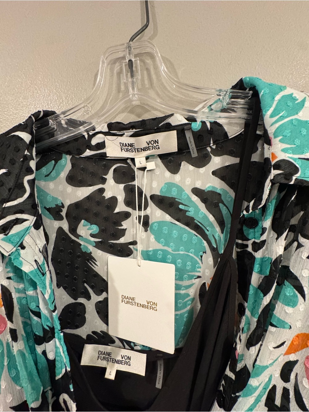 NEW Diane von Furstenberg Petal Burst 2 piece Wrap Dress Long Sleeve Large $498 - Picture 6 of 9